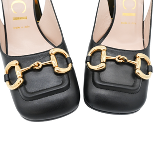 GUCCI | Horsebit Square-Toe Leather Pumps