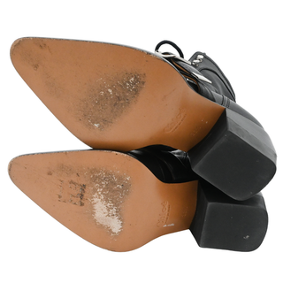 CHLOE | Black Buckle Lace-Up Leather Booties