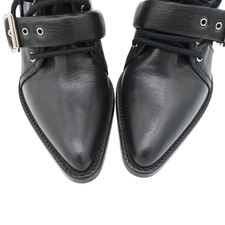 CHLOE | Black Buckle Lace-Up Leather Booties