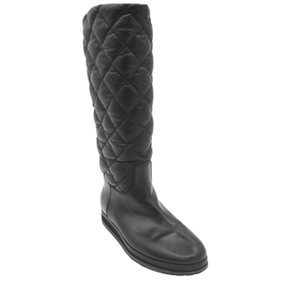 Quilted Leather Mid Calf Boots