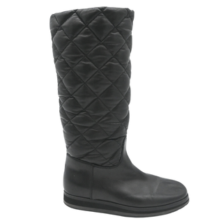 MONCLER | Quilted Leather Mid Calf Boots