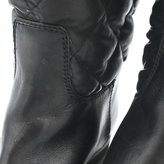 MONCLER | Quilted Leather Mid Calf Boots