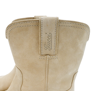 GUCCI | Beige Suede Western Mid Calf Boots