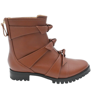 ALEXANDRE BIRMAN | Lolita Tan Bow Leather Booties