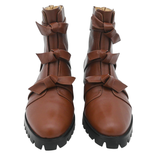 ALEXANDRE BIRMAN | Lolita Tan Bow Leather Booties