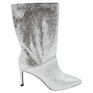 ALL SAINTS | Orlana Shimmer Silver Metallic Leather Booties