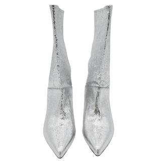 ALL SAINTS | Orlana Shimmer Silver Metallic Leather Booties