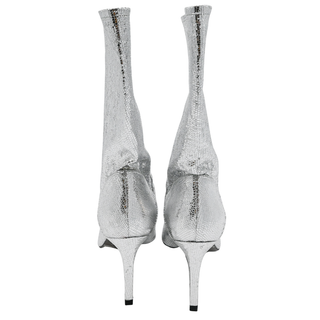 ALL SAINTS | Orlana Shimmer Silver Metallic Leather Booties