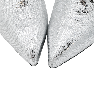 ALL SAINTS | Orlana Shimmer Silver Metallic Leather Booties