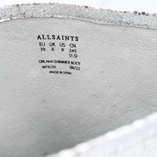 ALL SAINTS | Orlana Shimmer Silver Metallic Leather Booties