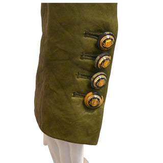 Cooke Olive Leather Double-Breasted Blazer