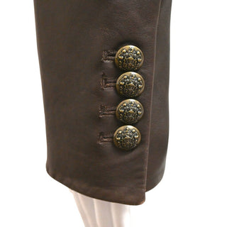 Cooke Brown Leather Double-Breasted Blazer