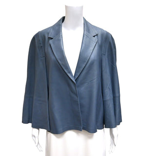 Pippa Blue Iko Slate Leather Boxy Jacket