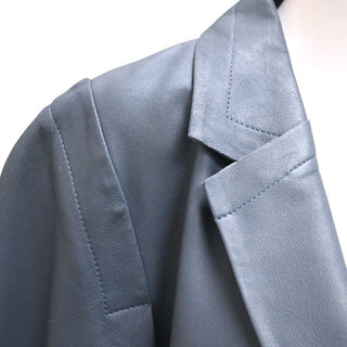 KOBI HALPERIN | Pippa Blue Iko Slate Leather Boxy Jacket