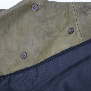 Cooke Olive Leather Double-Breasted Blazer