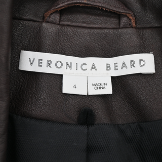 Cooke Brown Leather Double-Breasted Blazer