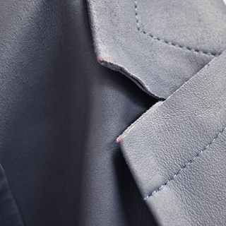 Pippa Blue Iko Slate Leather Boxy Jacket