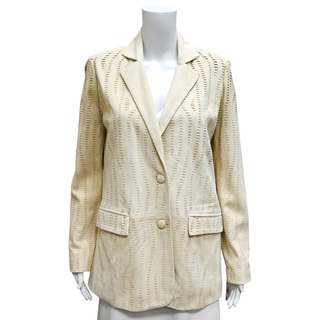 Ivory Laser-Cut Suede Blazer