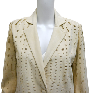 Ivory Laser-Cut Suede Blazer