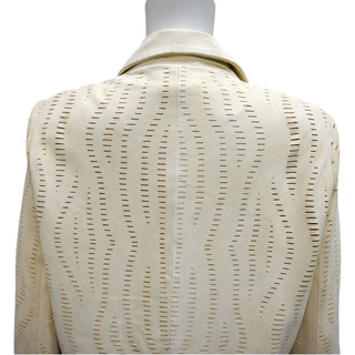Ivory Laser-Cut Suede Blazer