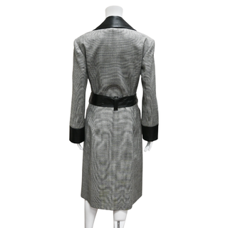 DOLCE & GABBANA | Houndstooth & Leather-Trim Trench Coat