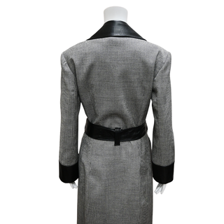 DOLCE & GABBANA | Houndstooth & Leather-Trim Trench Coat