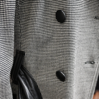 DOLCE & GABBANA | Houndstooth & Leather-Trim Trench Coat