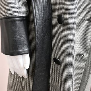 DOLCE & GABBANA | Houndstooth & Leather-Trim Trench Coat