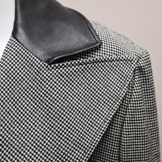 DOLCE & GABBANA | Houndstooth & Leather-Trim Trench Coat