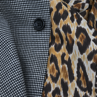 DOLCE & GABBANA | Houndstooth & Leather-Trim Trench Coat