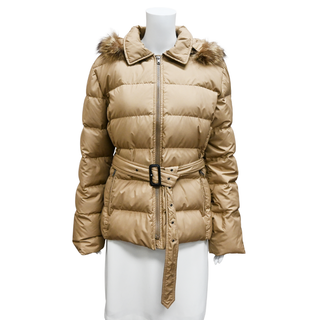 BURBERRY LONDON | Dark Beige Quilted Jacket W/ Belt & Hood