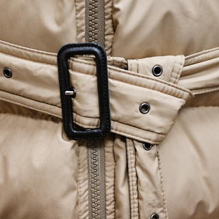 BURBERRY LONDON | Dark Beige Quilted Jacket W/ Belt & Hood