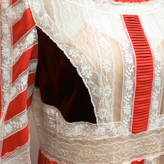 VALENTINO | Red Lace-Trim Midi Dress