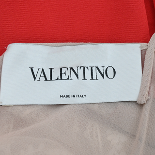 VALENTINO | Red Lace-Trim Midi Dress