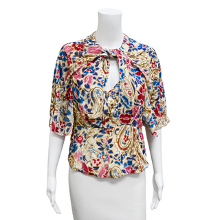 ISABEL MARANT | Mucio Floral Knotted Velvet Top