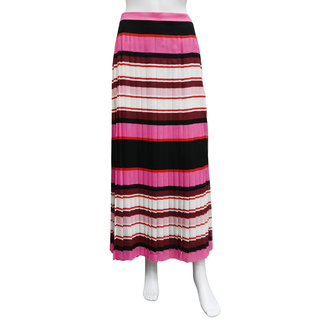 VALENTINO | Striped Pleated Silk Midi Skirt