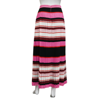 VALENTINO | Striped Pleated Silk Midi Skirt