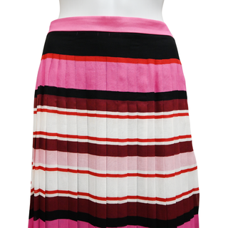 VALENTINO | Striped Pleated Silk Midi Skirt