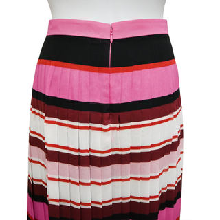 VALENTINO | Striped Pleated Silk Midi Skirt