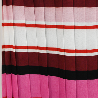 VALENTINO | Striped Pleated Silk Midi Skirt