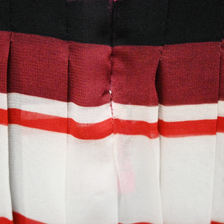 VALENTINO | Striped Pleated Silk Midi Skirt