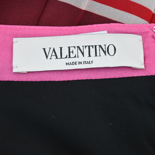 VALENTINO | Striped Pleated Silk Midi Skirt