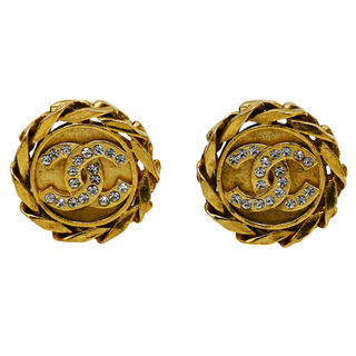 CHANEL | Chain-Link Crystal CC Clip-On Earrings