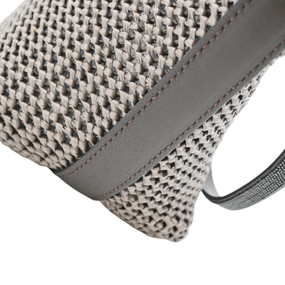 BRUNELLO CUCINELLI | Taupe Monili Raffia Shoulder Bag