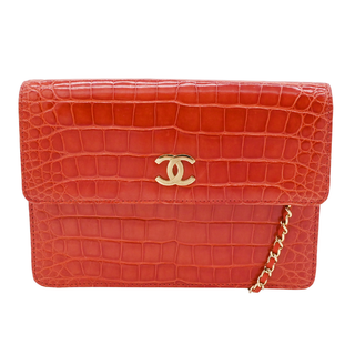 CHANEL | Red Alligator CC Leather Shoulder Bag