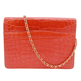 CHANEL | Red Alligator CC Leather Shoulder Bag