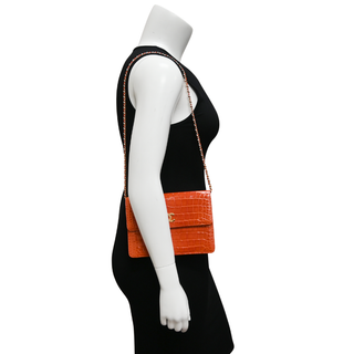 CHANEL | Red Alligator CC Leather Shoulder Bag