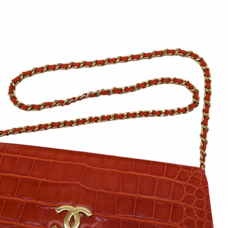 CHANEL | Red Alligator CC Leather Shoulder Bag