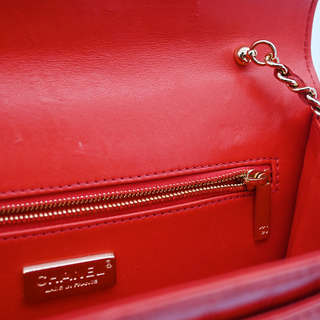 CHANEL | Red Alligator CC Leather Shoulder Bag