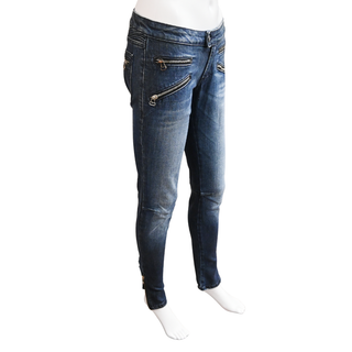 PIERRE BALMAIN | Blue Wash Moto Skinny Jeans